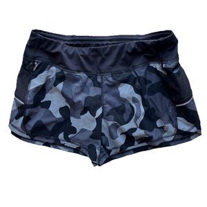 ATHLETA Black Camo Racer Run 4" Shorts M Athletic Lightweight Lined Performance